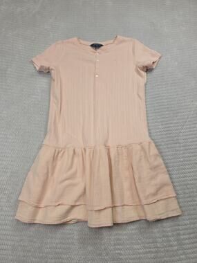 Polo Ralph Lauren Dress Girls XL 16 Peach Short Sleeve Knit Tiered Bottom